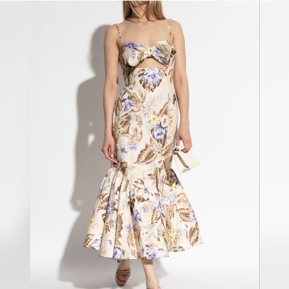 NWOT Zimmermann linen  Cream and Purple Dress - Picture 1 of 16